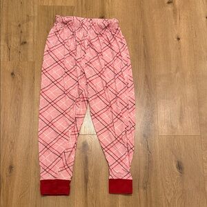 Plaid Pink Pajama Pants with Red Accents